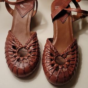 White Mt. Woven strappy wedge